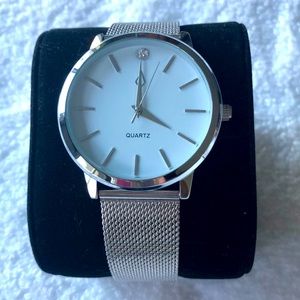 Quartz One Diamond Mesh Stainless Steel Watch.